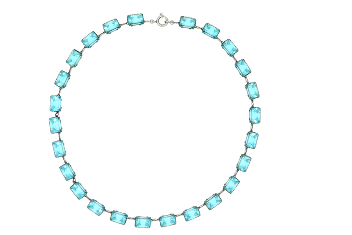 Art Deco Aquamarine Glass Necklace