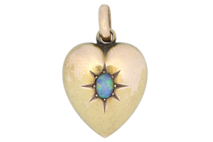 Edwardian Opal Heart Charm