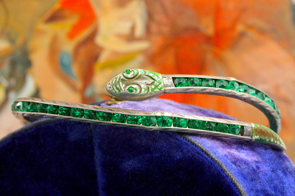 Art Deco Green Snake Bracelet