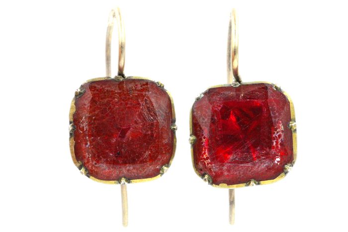Georgian Red Paste Earrings