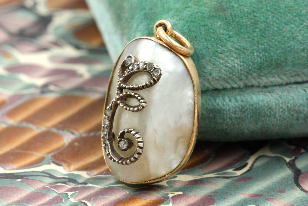 Edwardian 'E' Baroque Pearl Pendant