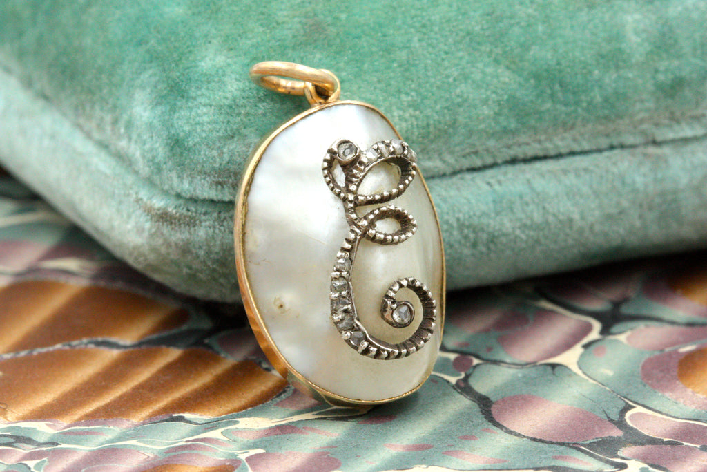 Edwardian 'E' Baroque Pearl Pendant