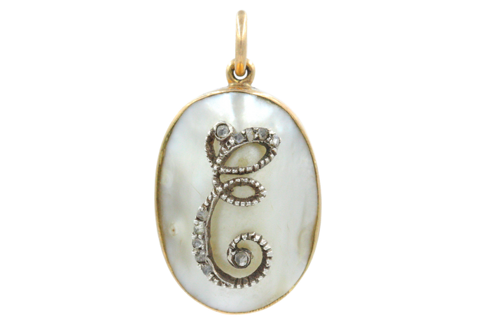 Edwardian 'E' Baroque Pearl Pendant