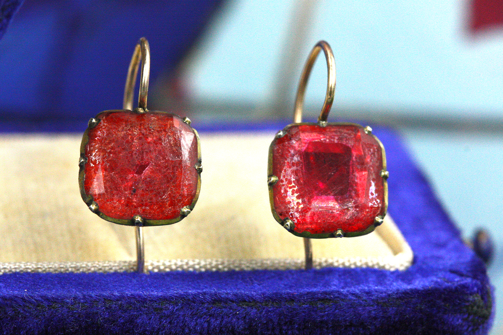Georgian Red Paste Earrings