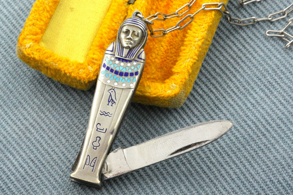 Egyptian Revival Sarcophagus Knife Necklace