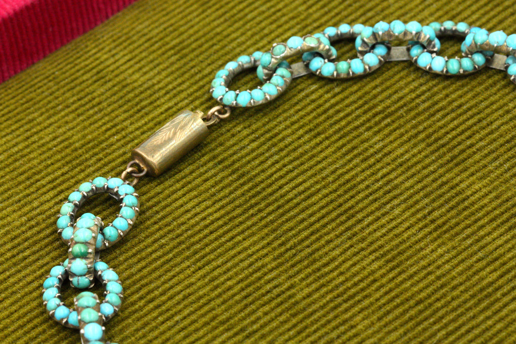 Victorian Turquoise Pavé Chain Link Necklace