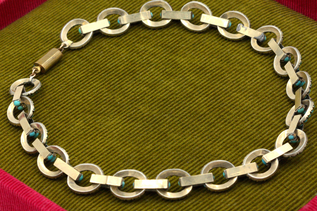 Victorian Turquoise Pavé Chain Link Necklace