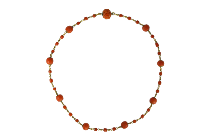 Victorian Coral Beaded Choker