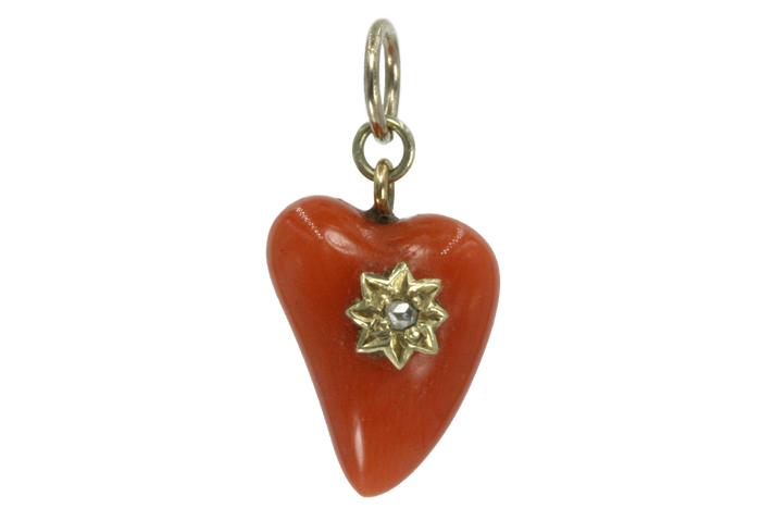 Victorian Coral Heart Charm