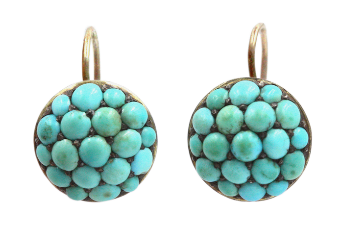Victorian Turquoise Pave Earrings