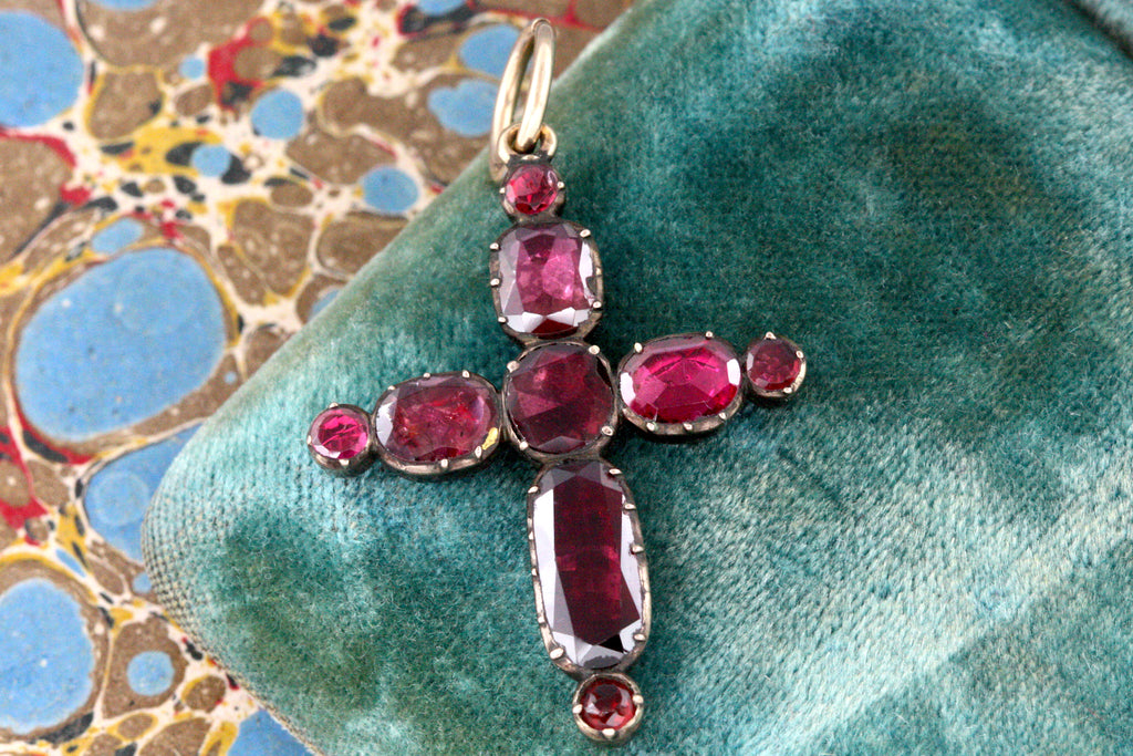 Georgian Garnet Cross Pendant