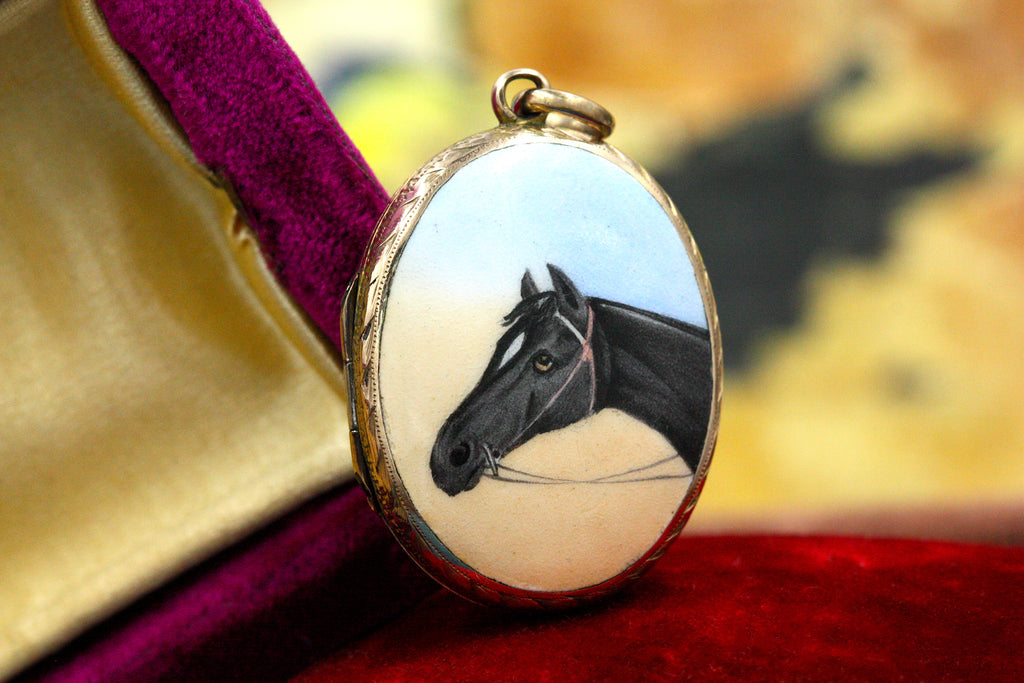 Victorian Enamel Horse Locket