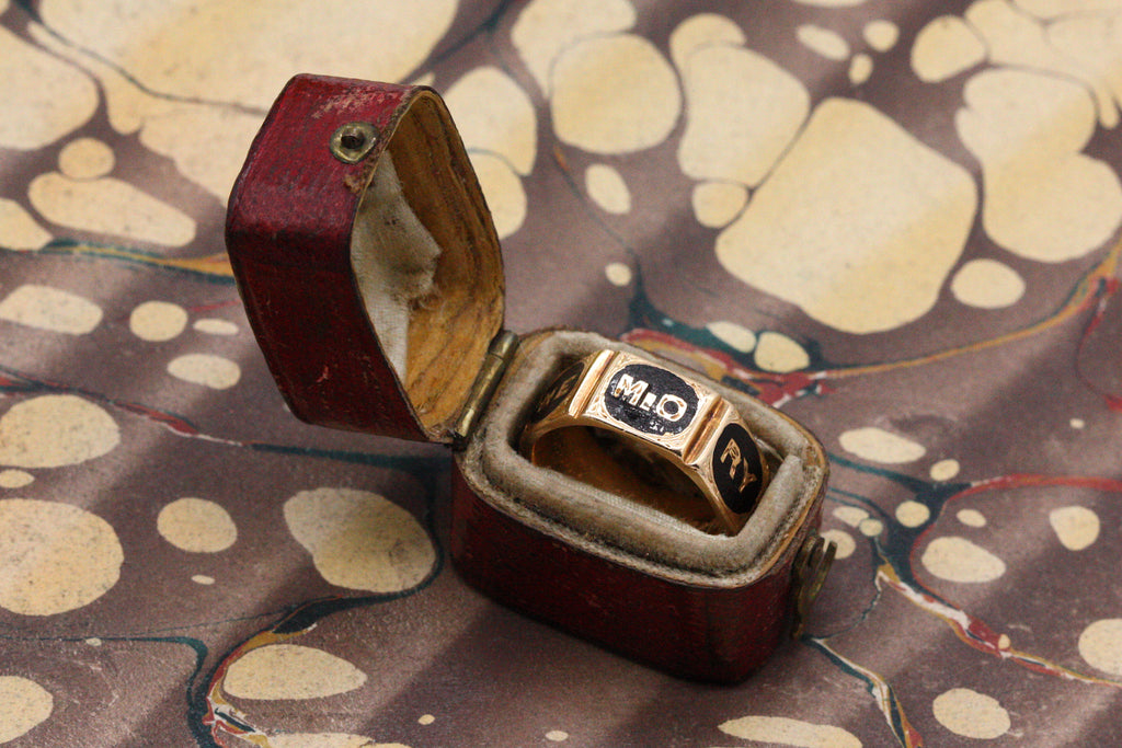 Victorian Enamel Mourning Hexagon Band