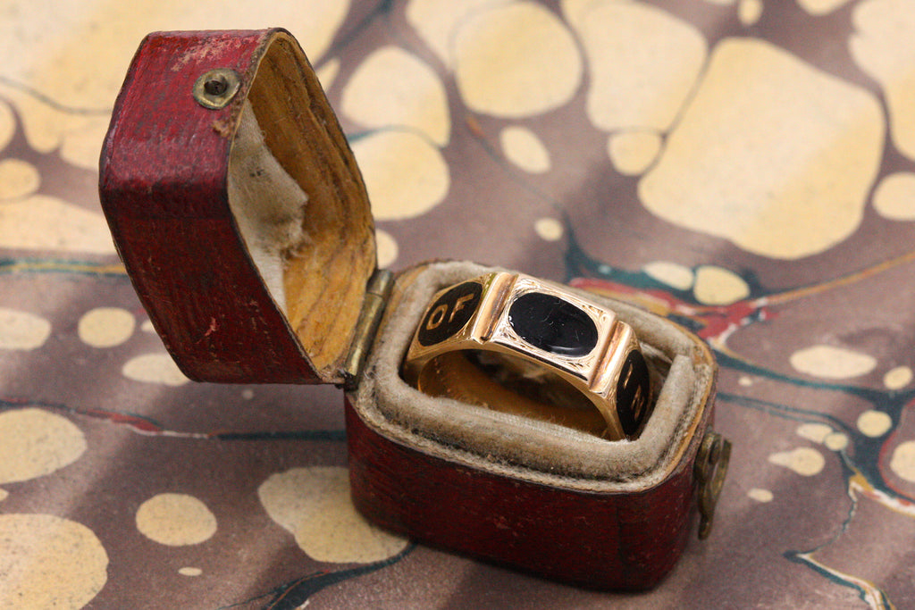 Victorian Enamel Mourning Hexagon Band