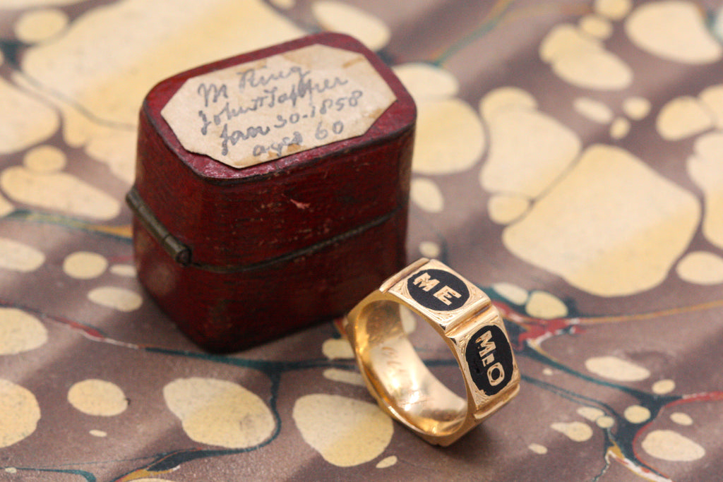 Victorian Enamel Mourning Hexagon Band