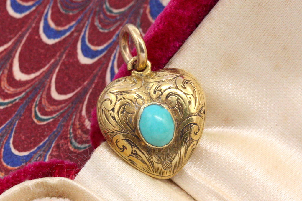 Victorian Turquoise Heart Charm