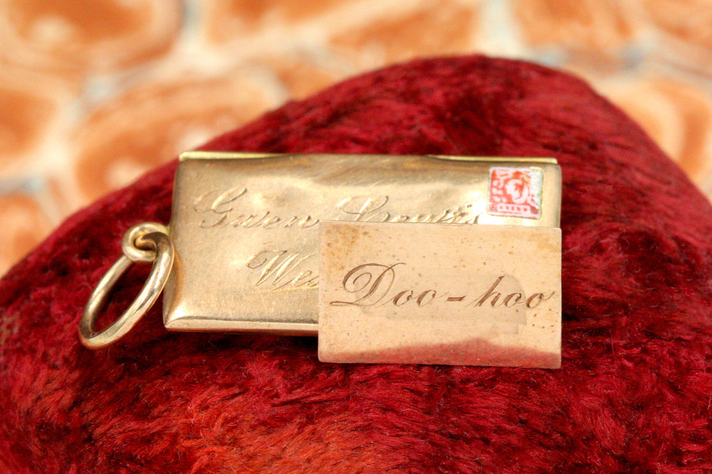 Edwardian Envelope & Enamel Stamp Pendant