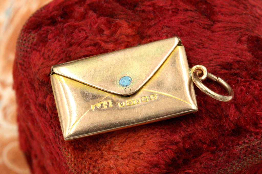 Edwardian Envelope & Enamel Stamp Pendant