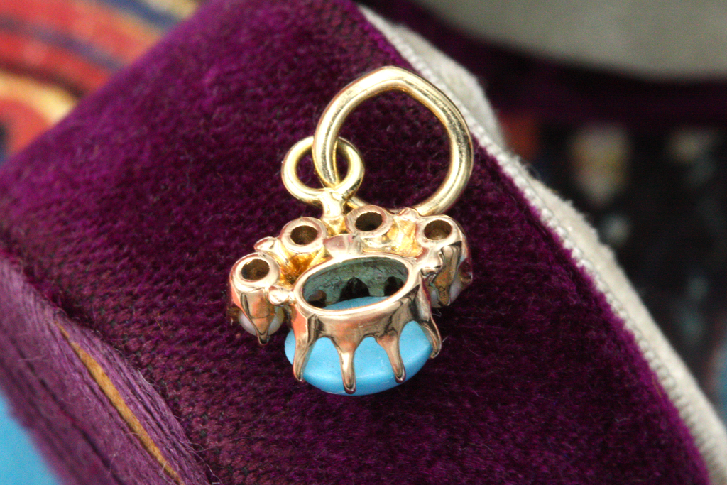 Edwardian Turquoise & Pearl Evil Eye Charm