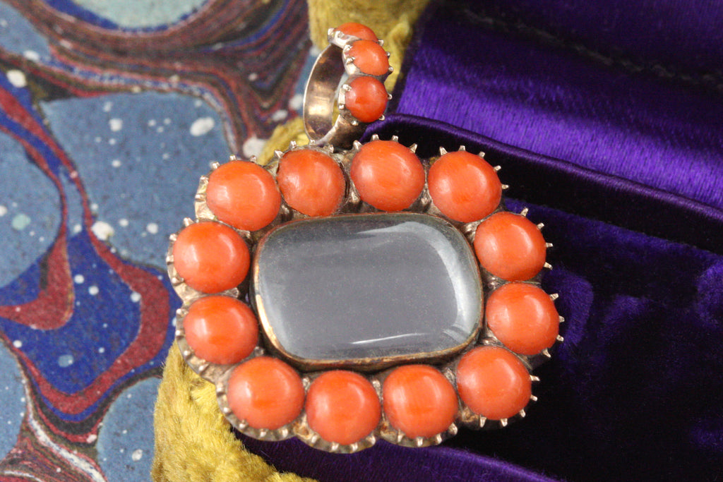 Georgian Coral & Rock Crystal Locket