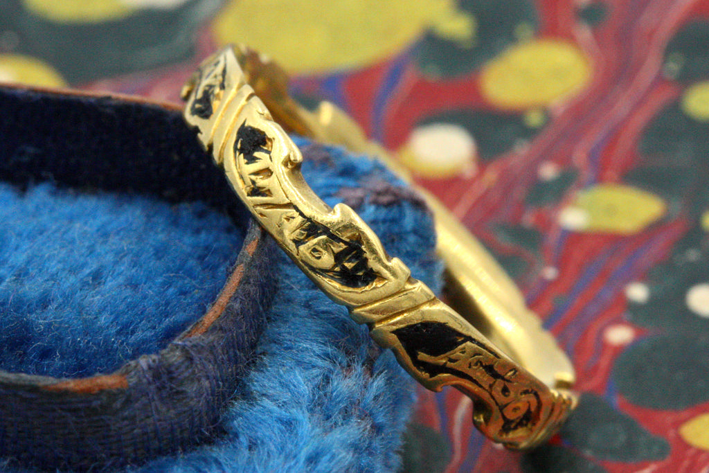 Georgian Enamel Mourning Rococo Band