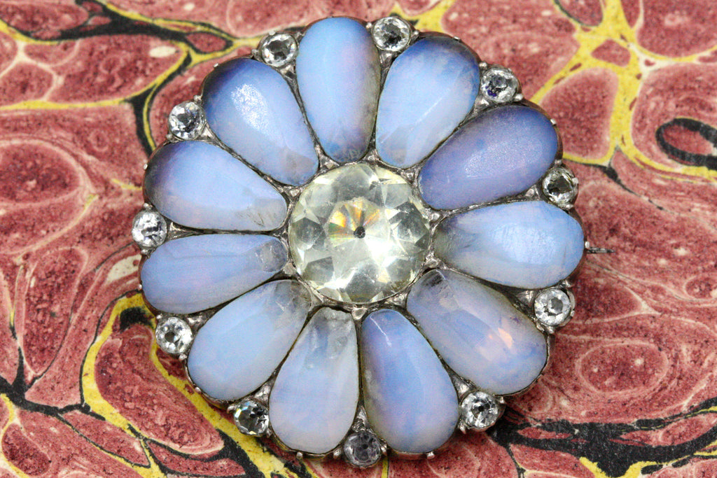 Georgian Opaline Floral Brooch