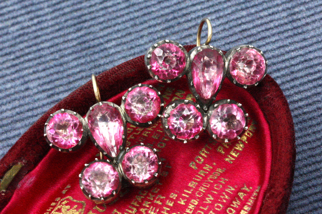 Georgian Pink Paste Earrings