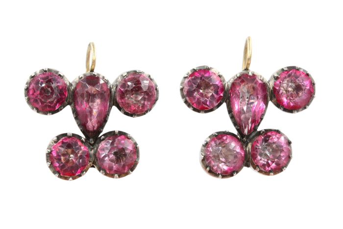 Georgian Pink Paste Earrings