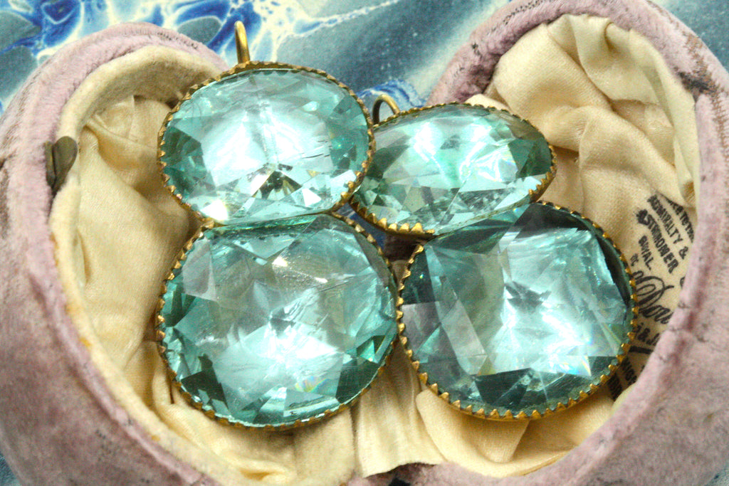 Georgian 'Queen Anne' Aqua Paste Earrings