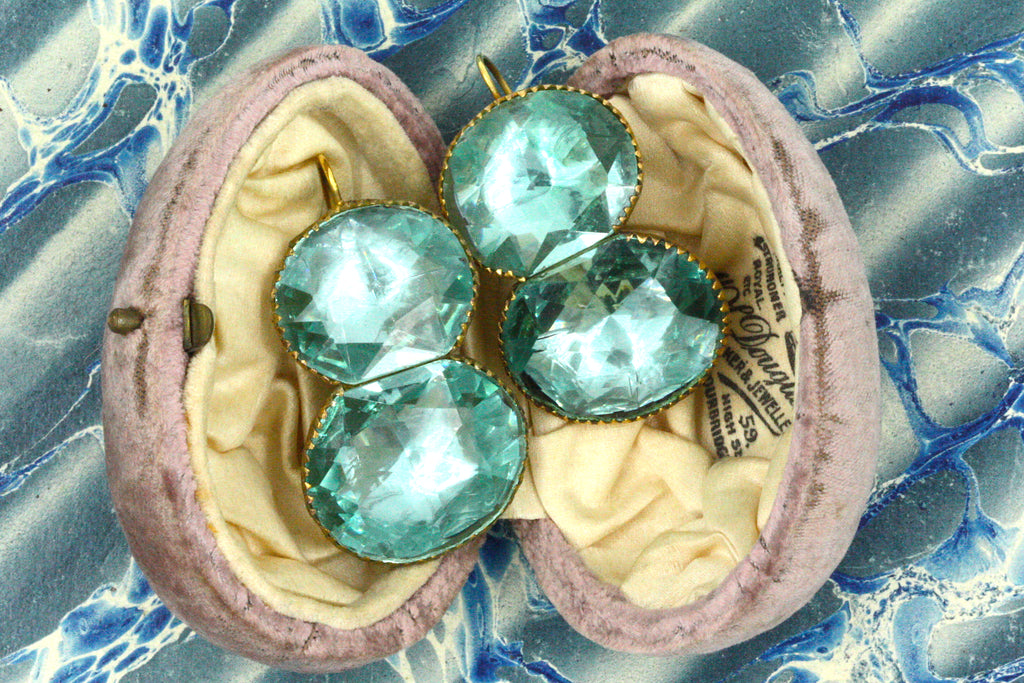 Georgian 'Queen Anne' Aqua Paste Earrings