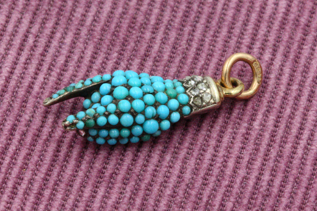 Late Georgian Turquoise Figa Good Luck Hand Charm