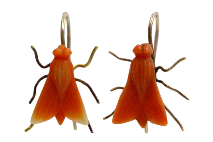 Victorian Coral Fly Earrings