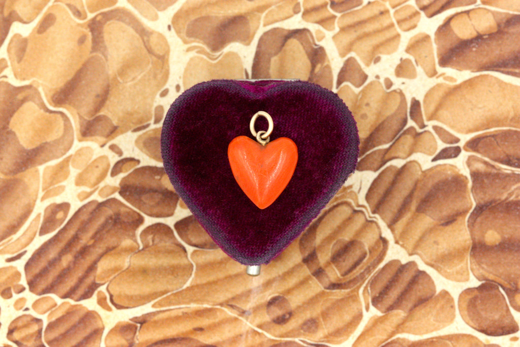 Victorian Coral Heart Charm
