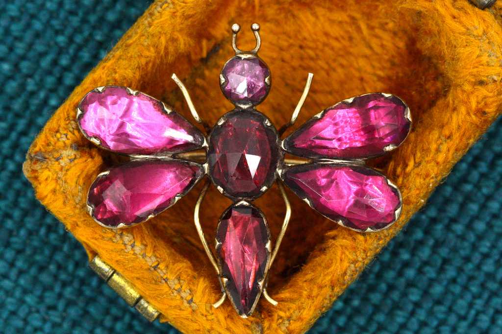 Victorian Garnet Butterfly Brooch