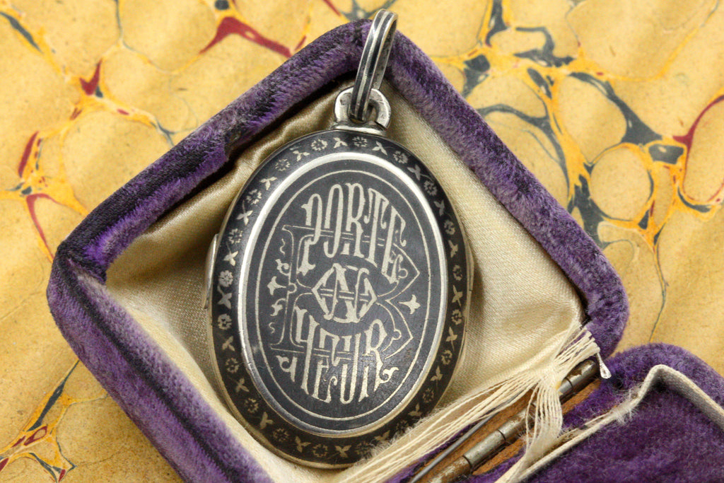 Victorian French Niello "Lucky Charm" Locket