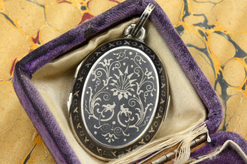 Victorian French Niello "Lucky Charm" Locket