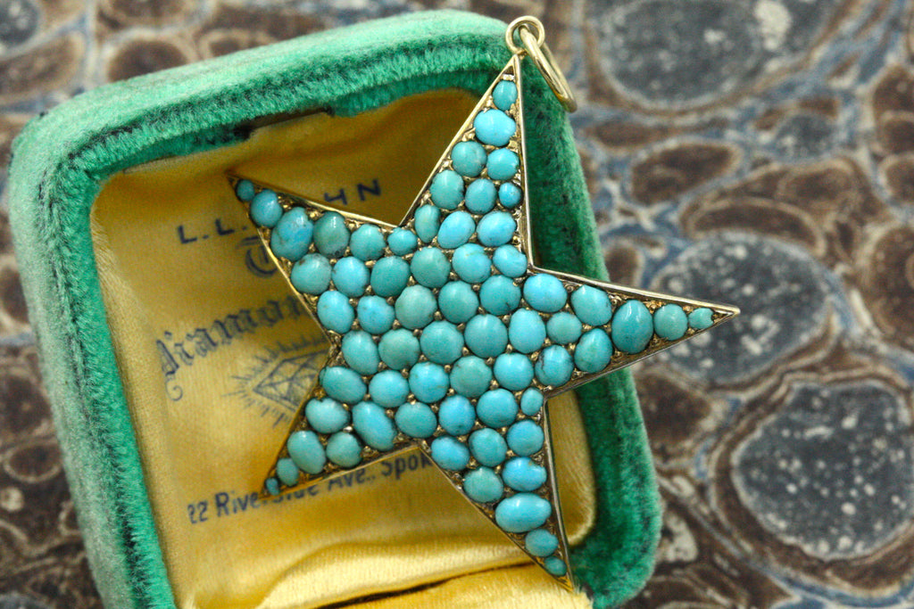 Victorian Turquoise Pavé Star Pendant