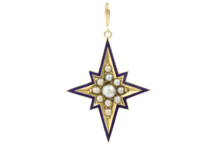 Victorian Starburst Pearl Pendant