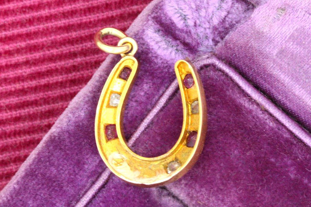 Victorian Ruby & Diamond Horseshoe Charm