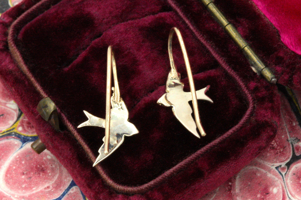 Victorian Swallow Pearl Earrings