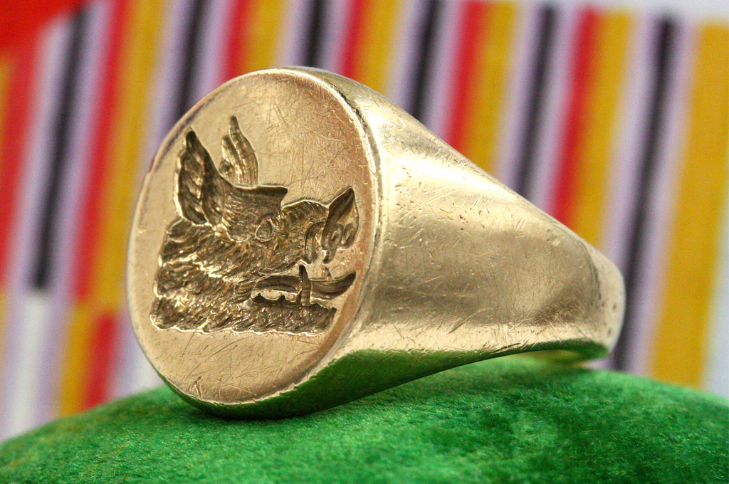 Estate Boar's Head Signet Ring