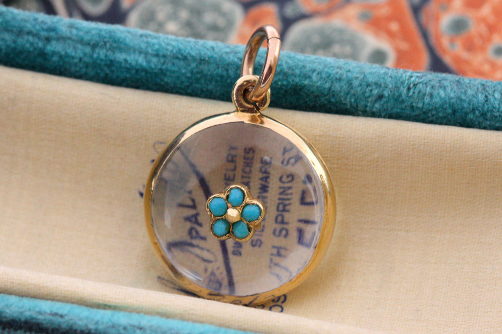 Victorian Forget-Me-Not Crystal Locket