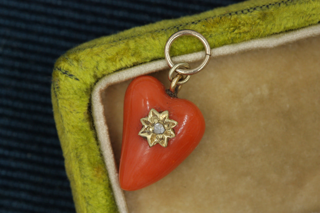 Victorian Coral Heart Charm