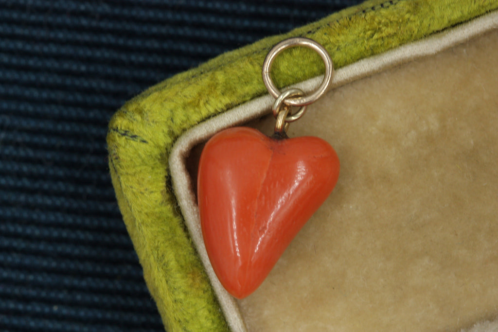 Victorian Coral Heart Charm