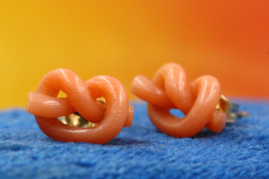 Victorian Lover's Knot Coral Studs