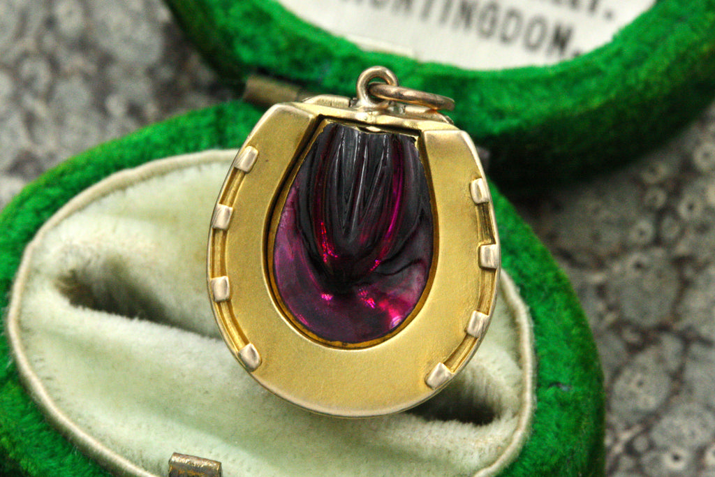 Victorian Garnet Horseshoe Locket