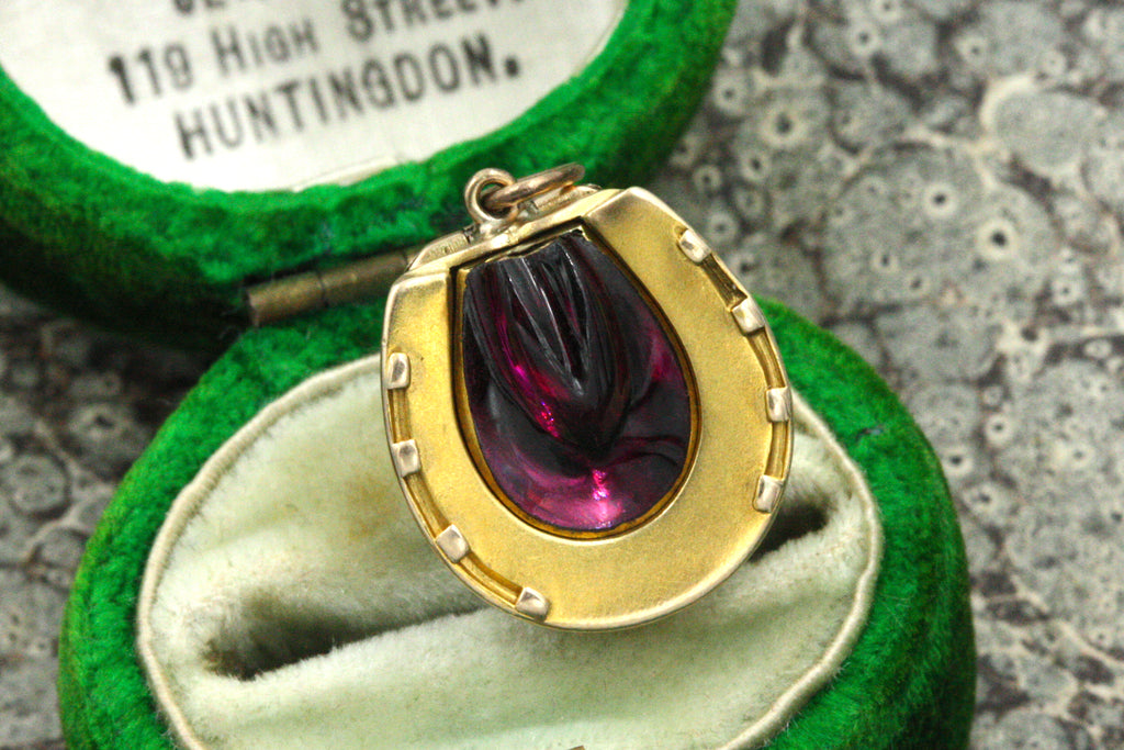 Victorian Garnet Horseshoe Locket