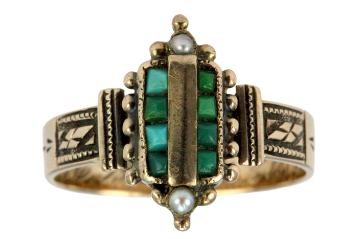 Victorian Turquoise and Pearl Ring